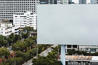 Billboard sign mockup psd in a city