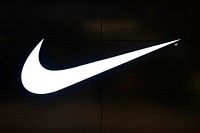 Nike logo sign. BANGKOK, THAILAND, 16 APRIL 2021