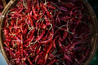 A pile of dried chili peppers
