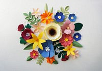 Set of flowers and plants made out of paper