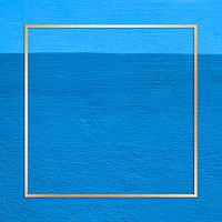 Gold border frame psd blue background 