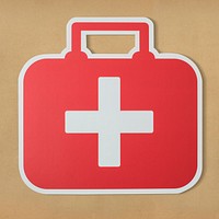 First aid bag paper craft icon