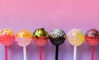 Closeup of different flovoured lollipop