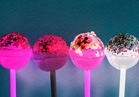 Closeup of different flovoured lollipop