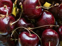 Close up of red cherries background