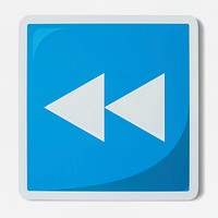 Blue rewind button music icon