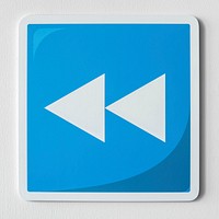 Blue rewind button music icon