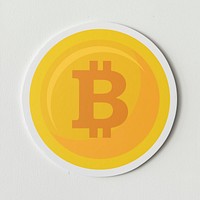 Golden bitcoin cryptocurrency icon isolated