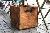Brown storage wooden box mockup