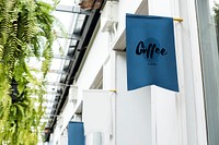 Coffee shop blue banner mockup