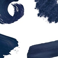Set of navy blue brush strokes vector