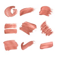Set of pink brush stroke badge vectors