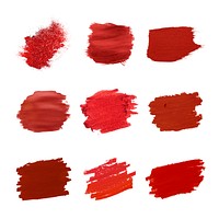 Set of red brush strokes vector