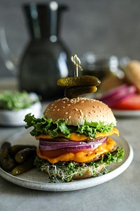Vegan cheeseburger food photography recipe idea