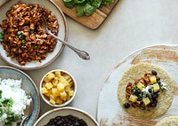 Homemade vegan taco ingredients on the table