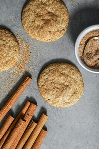 Closeup of freshly baked Snickerdoodle cookies