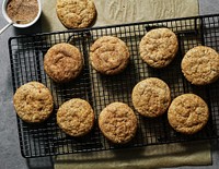 Closeup of Snickerdoodle cookies on a tray
