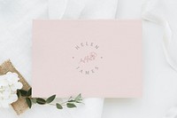 Botanical wedding invitation card mockup