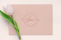 Fresh light pink tulip with blank card