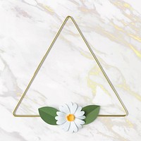 Triangle gold frame with flower paper craft mockup
