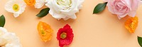 Pastel flowers on orange background