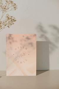 Wedding invitation card with plant shadow template