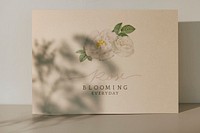 Rose blooming everyday card with plant shadow template