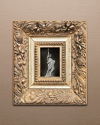 Vintage rectangle gold picture frame mockup illustration