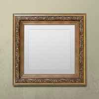 Vintage rectangle gold picture frame mockup illustration