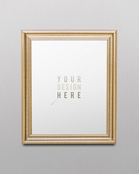 Gold picture frame mockup illustration