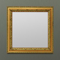 Vintage rectangle gold picture frame mockup illustration