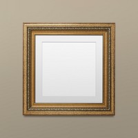 Vintage rectangle gold picture frame mockup illustration