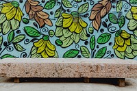 Mural with colorful flowers and leaves