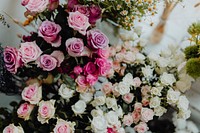 Bouquet of pink and white roses