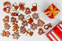 Christmas gingerbread cookies and presents