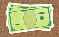 Green banknote icon isolated