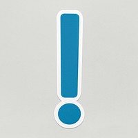 Blue exclamation mark ! icon isolaate