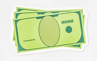 Green banknote icon isolated