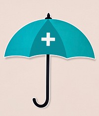 Blue protection umbrella icon isolated