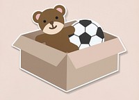 Toy donation box icon in a white background