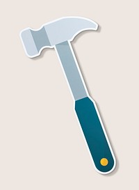 Hammer hand tool icon on isolated