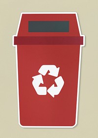 Red trash with recycle symbol