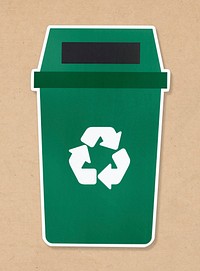 Green trash with recycle symbol