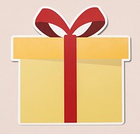 Gift icon with red ribbon vector illustration