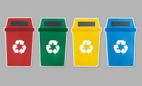 Icon set of trash with recycle symbol