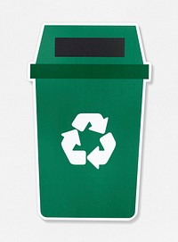 Green trash with a recycle symbol