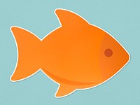 Orange fish icon isolated on blue background