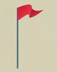 Waving red triangular flag icon