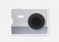 Gray camera with black lens icon