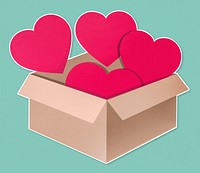 Red hearts in an open box